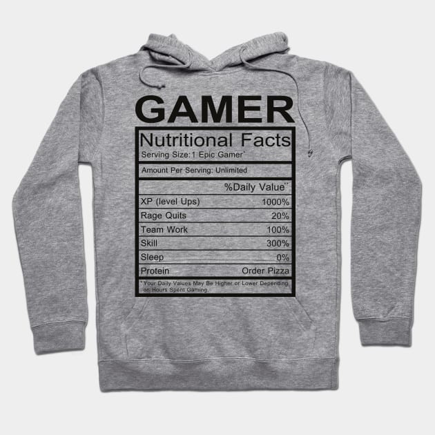 Gamer Nutritional Facts Hoodie by DragonTees